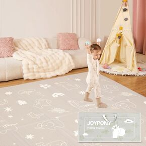 Joypony Baby Play Mat, Foldable Play Mats for Babies and Toddlers, Waterproof & Anti-Slip Portable Baby Floor Mat for Tummy Time, Baby Mat for Floor with Travel Bag for Indoor Outdoor