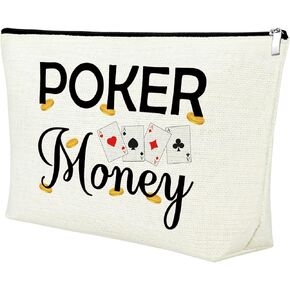 Funny Casino Lover Gift Gambler Gift Poker Money Cosmetic Bag for Women Gambler Gift Idea Makeup Bag Christmas Birthday Gift for Gambler Friends Her Retirement Gift for Grandma Travel Makeup Pouch