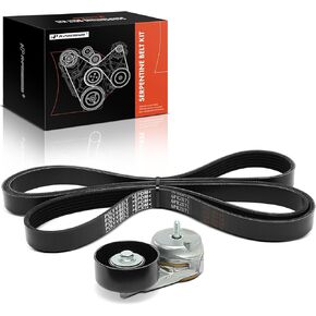 A-Premium Engine Serpentine Belt Drive Kit Compatible with Volkswagen Golf, Golf Alltrack, Tiguan, Atlas, GTI, Arteon & Audi A4, Q5, Q7, A5 Quattro, A6, A3, Q3, TT Quattro - DOHC L4 1.8L 2.0L