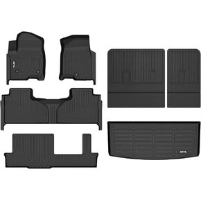 AIPOIL® Floor Mats & Cargo Liner & Seatback Cargo Set for 2025 2024-2021 Chevrolet Chevy Tahoe & GMC Yukon (8 Seater) (Not fit XL) All Weather Protection TPE Car Full Set Car Mats Accessories -Black