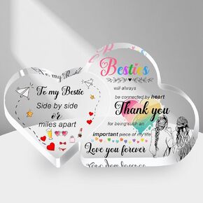 Bestie Gifts for Women Friendship - 8 x 4.8 inch Acrylic Plaque Bestie Birthday Gifts, Cool Gifts for Female Friends, Bff Soul Sister Work Bestie Gifts for Women, Thankgiving Christmas Gift Ideas