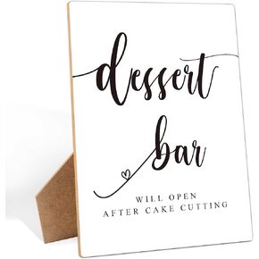 Dessert Bar Sign, 8×11 Inches Wooden Sign With Stand, Minimalist Modern Dessert Table Sign for Wedding Favor,Bridal Shower, Wedding Reception, Event Party Favor Supplies-10