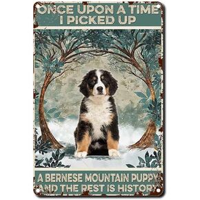 CAEJCCL Metal Signs Once Upon A Time I Picked Up A Bernese Mountain Dog Funny Metal Aluminum Sign Retro Tin Sign for Home Kitchen Farm Garden Wall Decor 8x12 Inches