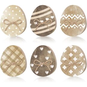 6 Pcs Easter Bunny Table Wooden Signs Bunny Shaped Farmhouse Decor with Rope Easter Egg Decor Easter Tiered Tray Decor for Home Office Party Centerpiece Decoration(Novelty)