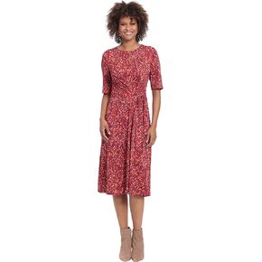 London Times Women's Side Waist Tie Fit and Flare Dress