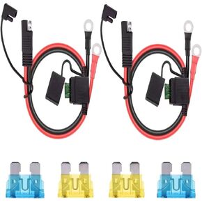LST 2FT 12V Ring Terminal SAE to O Ring Connecters Extension Cord Cable Connector for Battery Charger/Maintainer 10 AWG 60cm