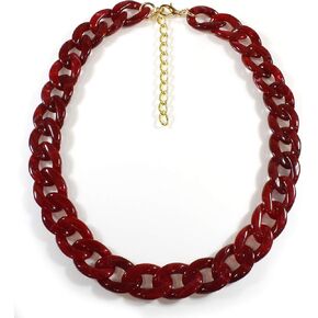 "Curb Chain Chic", Flat Curb Chain Necklace in Acrylic Links, 22-25 Inches