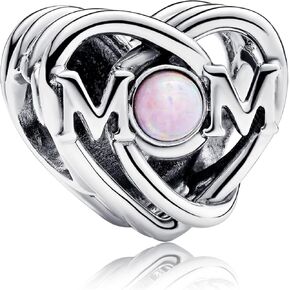 925 Sterling Silver Charms with 5A Cubic Zirconias for Bracelet Necklace Murano Glass Mom Baby Pacifier Family Charm Pendant Beads Infinite Heart Angel Wings Charm Jewellery Gift for Women Girls