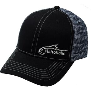 Fishoholic Snapback Baseball Fishing Hat - Mesh Trucker Fishing Gift for Dad Father in Kuwait