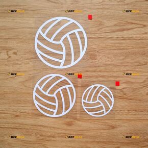 3 Pack White, 3 Inches, 4 Inches, 5 Inches - Volleyball Sticker Decal Vinyl - No Background Die Cut for Car Boat Laptop Cup