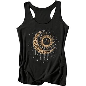 Women's Graphic Print Racerback Tank Top Scoop Neck Casual Sleeveless Tops