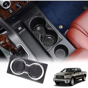 Center Consoles Cup Holder Panel Sticker Trim for Toyota Tundra 2007-2013 Accessories, HIRUFAIT Real Carbon Fiber Automotive Interior Decorative Cover