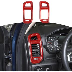 RT-TCZ for RAM Dashboard Side Air AC Vents Trim Cover Red for Dodge RAM 2018 up Red Interior Accessories 2pcs