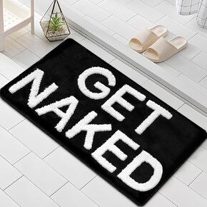 Get Naked Bath Mat,20"X32"Cute Bath Mat,Black Funny Bathroom Decor,Soft Absorbent Water Non Slip Rug,Soft Ultra-Fine Fiber Bath Rug（Black）