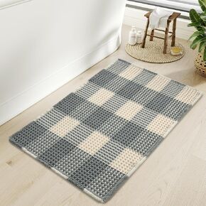 AMOAMI Waffle Bath Mat, Super Absorbent Non Slip Bath Mats for Bathroom Floor Patchwork Bathroom Mat-Bath Rugs with Tassels Machine Washable Bathroom Rugs Beside Tub, 24" x 36"