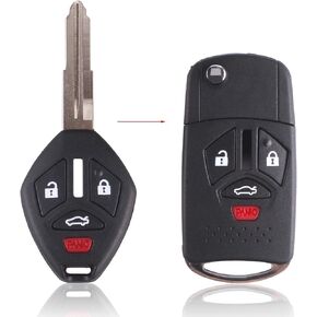 Heart Horse 4 Buttons Remote Flip Folding Key Shell Compatible with Mitsubishi Eclipse Lancer Endeavor Galant Outlander 2007-2012 Modified (No Chip)