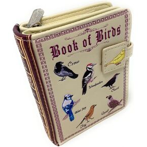 Shag Wear Book of Birds Small Wallet for Women and Geet Girls Vegan Faux Leather 4.5" Beige