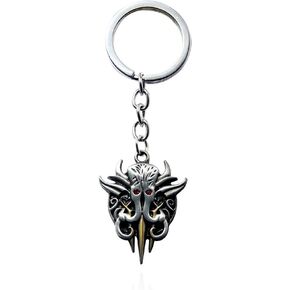 Ghost Skull Head Keychain Necklace Pendant Crest Cosplay Props Game Accessories Metal Badge (Keychain)