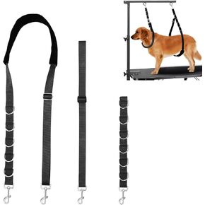ASOCEA Adjustable Nylon Dog Grooming Belly Strap Leash Pet Bathing Restraint Band with D-Rings for Small Medium Dogs Cat Puppy Kitty Hair Cutting Washing Black