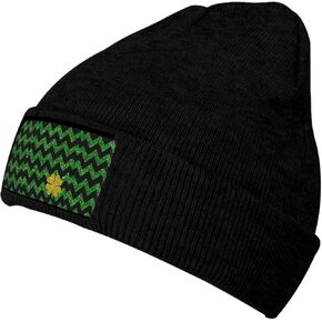 ASYG St. Patrick's Day Hats Men's Women's Cute Lucky Green Shamrocks Knit Warm Winter Hats Beanie Caps & Hats