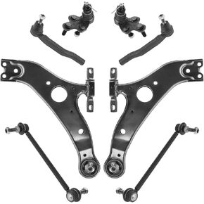 TRQ 8 Piece Steering & Suspension Kit Control Arms Ball Joints Tie Rods Sway Bar End Links Kit for 2004-2010 Toyota Sienna