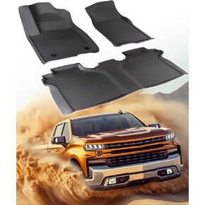 DiffCar® All Weather Floor Mats for GMC Sierra/for Chevy Silverado 2019-2025, for Chevrolet Silverado 1500/2500HD/3500HD Crew Cab & for GMC Sierra Accessories