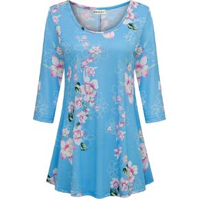 Nandashe Womens Summer Tops, Tunic Tops to Wear with Leggings Business Going Out Tops Light Blue L
