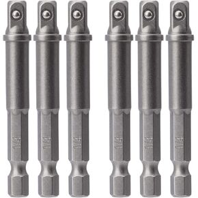 OIIKI 6 Pack 1/4 inch Square Socket Adapter Bit Set, Impact Driver Power Bits for Automotive DIY-1/4 Hex Shank
