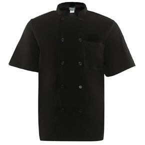 Fame 10 Button Mesh Back Short Sleeve Chef Coat C11PS - Black/LG (WFA83545BKLG)