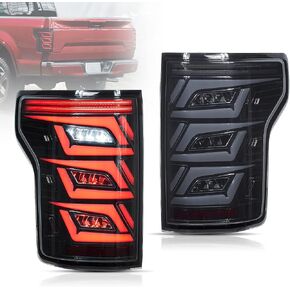 VLAND LED Smoked Tail Lights Compatible For [Ford F150 Pickup 2015-2020] W/Red Turn Signals, Just fit the Factory Halogen lights, (Not Fit a 2019 XLT/Lariat & BLIND Model & Factory LED Lamp)