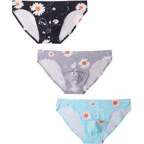 COMLIFE Men's Daisy Print Cotton Triangle Pants Traceless Low Rise Panties