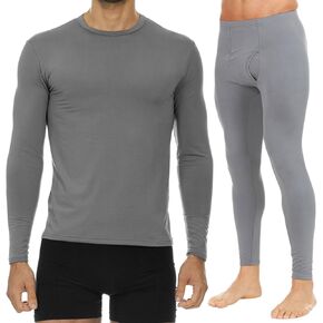 Thermajohn X-Small, Grey Thermal Top & Bottom Bundle | Thermal Compression Shirts & Leggings for Men | Cozy, Flexible Thermal Underwear Set for Cold Weather