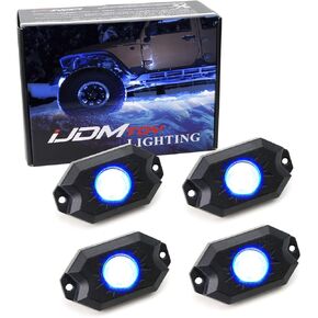 iJDMTOY 4pc Universal Fit 3-Chipset 9W High Power LED Rock Light Kit Compatible with Jeep Truck SUV Off-Road Boat, Xenon White