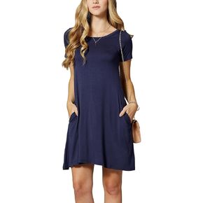 Conceited T Shirt Dress for Women with Pockets - Swing Dress - Short Sleeve - Regular and Plus Size in Many Colors