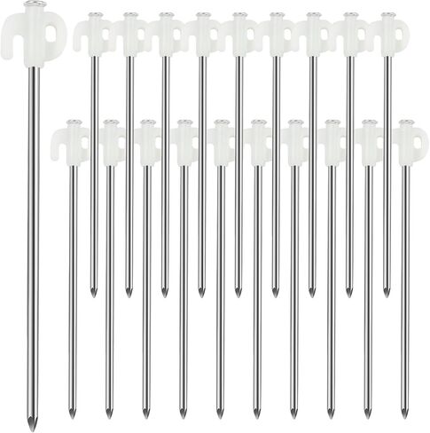 20 Pcs Tent Stakes Heavy Duty Ground Stake for Camping, 9.84 Inch Metal Tent Pegs High Wind Tent Spikes Tent Anchors for Outdoor Canopy, Non-Rust Yard Stakes for Decorations -Orange in Kuwait