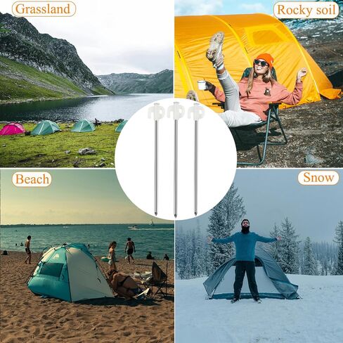 20 Pcs Tent Stakes Heavy Duty Ground Stake for Camping, 9.84 Inch Metal Tent Pegs High Wind Tent Spikes Tent Anchors for Outdoor Canopy, Non-Rust Yard Stakes for Decorations -Orange in Kuwait