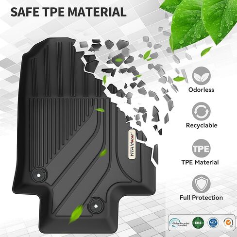 YITAMOTOR Upgraded Floor Mats Fit for Toyota Grand Highlander 2024-2025 7 Seats with Subwoofer (Include Hybrid), Custom Fit 3 Row Cargo & Liner Set, All-Weather TPE Full Set Trunk Mats, Black in Kuwait