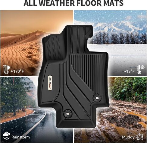 YITAMOTOR Upgraded Floor Mats Fit for Toyota Grand Highlander 2024-2025 7 Seats with Subwoofer (Include Hybrid), Custom Fit 3 Row Cargo & Liner Set, All-Weather TPE Full Set Trunk Mats, Black in Kuwait