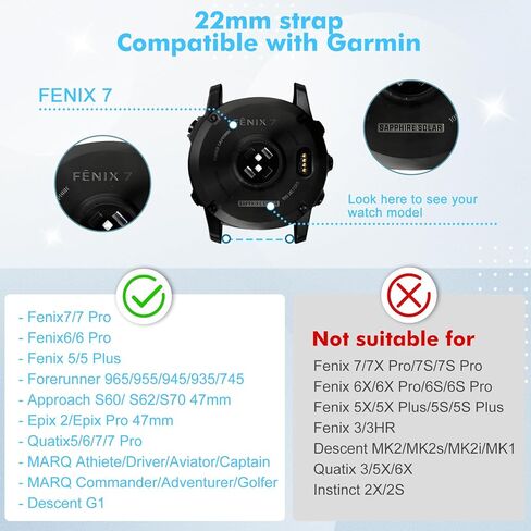 أحزمة Tiptops متوافقة مع Garmin Fenix ​​5/Fenix ​​6/Fenix ​​7 Straps QuickFit 22mm حزام ساعة نايلون لـ Fenix ​​5 Plus/Fenix ​​6 Pro/Fenix ​​7 Pro/Forerunner 935/945/955/965 in Kuwait