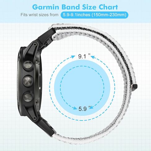 أحزمة Tiptops متوافقة مع Garmin Fenix ​​5/Fenix ​​6/Fenix ​​7 Straps QuickFit 22mm حزام ساعة نايلون لـ Fenix ​​5 Plus/Fenix ​​6 Pro/Fenix ​​7 Pro/Forerunner 935/945/955/965 in Kuwait