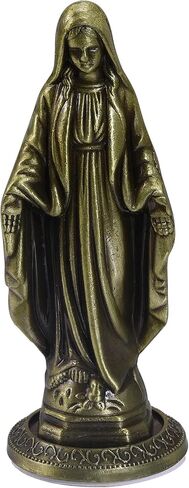 Alloy Religion Statues Catholic Mini Bronze Figures Ornament with Sticker on Bottom to Stick on Car Home Altar Church Office (Our Lady of Grace Statue) in Saudi Arabia