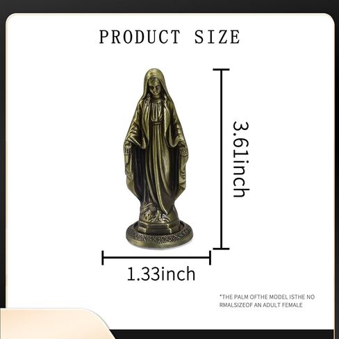 Alloy Religion Statues Catholic Mini Bronze Figures Ornament with Sticker on Bottom to Stick on Car Home Altar Church Office (Our Lady of Grace Statue) in Saudi Arabia
