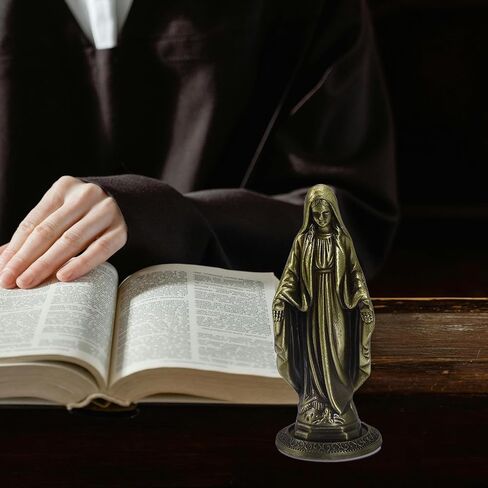 Alloy Religion Statues Catholic Mini Bronze Figures Ornament with Sticker on Bottom to Stick on Car Home Altar Church Office (Our Lady of Grace Statue) in Saudi Arabia