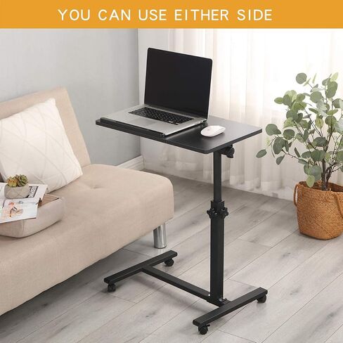 Rolling Laptop Desk for Rolling Cart Tilting Overbed Bedside Table Desk Overbed Table with Wheels Adjustable Laptop Stand Sofa Side Table in Kuwait