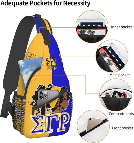 Sorority Gifts Unisex Crossbody Backpack Sling Bag chest bag for School Hiking Traveling Outdoor Daypack in Saudi Arabia