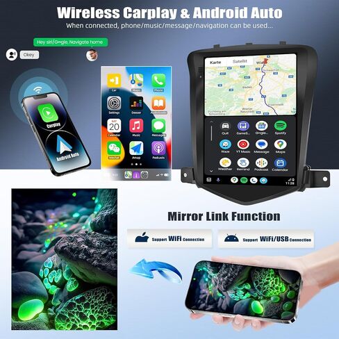 ستيريو سيارة Android 13 لسيارة شيفروليه تشيفي كروز J300 2018-2012 مع Carplay Android Auto، راديو سيارة بشاشة لمس عالية الدقة 9.7 بوصة مع رابط مرآة/GPS/WiFi/FM/RDS بلوتوث SWC+كاميرا احتياطية [1+32G] in Saudi Arabia