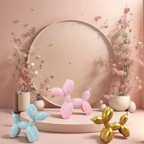 Balloon Dog Sculpture Balloon Dog Statue - Balloon Animal Decor Cute Animal Crafts Figurine - Desktop Shelf Ornament Decoration for Home Bedroom Living Room Decor(Light Blue) in Saudi Arabia