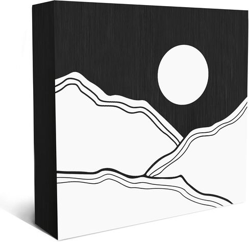 SRADMO Abstract Boho Sun Green Mountains Wood Box Sign Desk Decor，Bohemian Nature Landscape Wooden Block Box Sign Decoration For Home Office Shelf Table Decor in Saudi Arabia