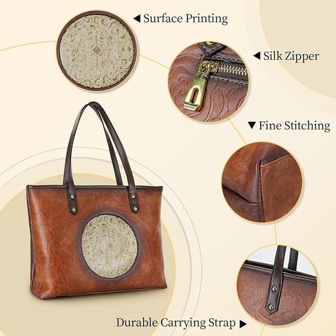 Women Tote Bags Shoulder Purse Ladies Handle Shoulder Handbags Vintage Embossed in Saudi Arabia