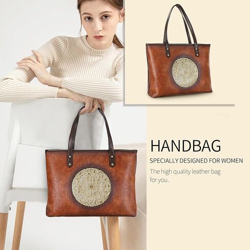 Women Tote Bags Shoulder Purse Ladies Handle Shoulder Handbags Vintage Embossed in Saudi Arabia